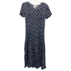 Vintage Rampage 90s Y2K Blue Floral Corset Back Maxi Dress Cottagecore Size 3